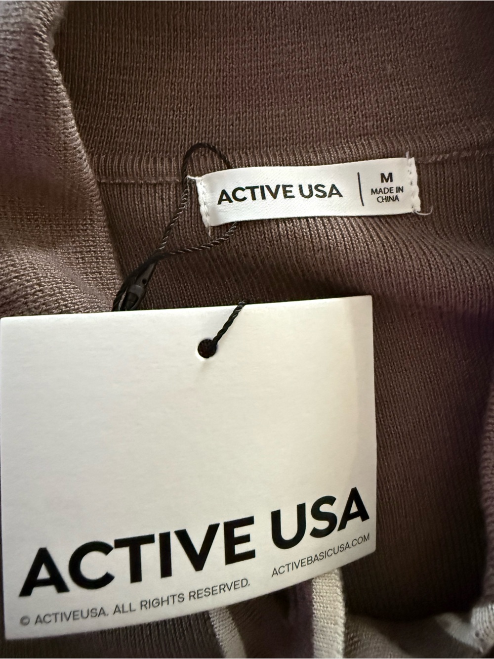 NWT Active USA Taupe trimmed dash pockets knit short sleeve sz m - Picture 10 of 10